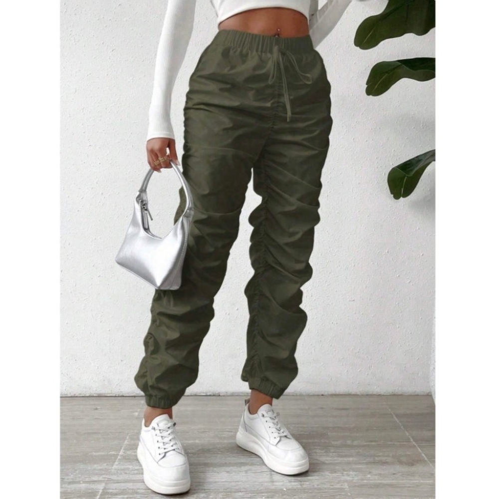 SHEIN Green Track Pants High-Waisted Joggers